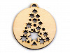 Cutout Holz Weihnachtskugel, Engel, Schneeflocke, Baum Ø45 mm