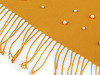Szal / chusta typu pashmina z frędzlami i perełkami 65x180 cm