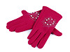 Rękawiczki dziewczęce śnieżynka z kamyczkami i perełkami 