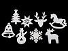 Fa karácsonyi dekorációs csillag, hópehely, karácsonyfa, csengettyű, lovacska, rénszarvas felakasztható / ragasztható
