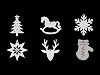 Dřevěné dekorace vánoční vločka, hvězda, stromeček, zvoneček, koník, sob k zavěšení / k nalepení