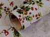 Christmas Decorative Fabric width 48 cm Holly Twig with Glitter