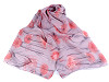 Šátek / šála s květy umělé hedvábí 135x185 cm