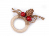 Vánoční sada ubrousky a kroužky s perlami a šiškou