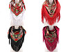 Folk Style Scarf with Fringe 105x105 cm