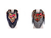 Folk Style Scarf with Fringe 105x105 cm