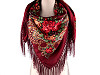 Folk Style Scarf with Fringe 105x105 cm