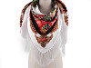 Folk Style Scarf with Fringe 105x105 cm