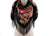 Folk Style Scarf with Fringe 105x105 cm