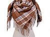 Teplý šátek karo s třásněmi 100x105 cm