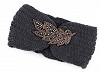 Damen Winter Stirnband mit Perlenapplikation Blatt