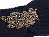 Damen Winter Stirnband mit Perlenapplikation Blatt