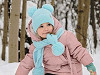 Winterset für Kinder – Mütze und Schal mit Pompons