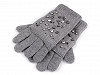 Ladies Wool Gloves with Rhinestones and Beads 2in1