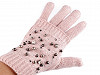 Ladies Wool Gloves with Rhinestones and Beads 2in1