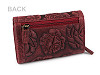  Cartera de piel para mujer, rosa, adornos 9,5x18 cm