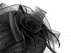 Fascinátor / klobouček květ s peřím a síťkou
