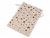 Linen Gift Bag, Metallic Stars 20x30 cm 