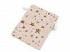 Bolsa de regalo de lino, estrellas metálicas 13x18 cm 