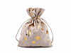 Bolsa de regalo de lino, estrellas metálicas 13x18 cm 