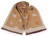 Šátek / šála typu kašmír s třásněmi, květy 65x190 cm