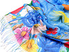 Foulard/Châle à franges, 70 x 175 cm, Fleurs peintes