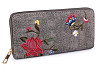 Geldbörse für Damen mit gestickten Blumen, 9,5 x 19 cm