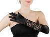 Dlouhé společenské rukavice saténové s krajkou (1 pár)