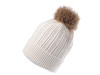 Bonnet d’hiver avec pompon en fourrure véritable pour femme/fille, Emi Ross 