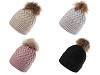 Cappello invernale da donna / ragazza, con pompon, in pelliccia, Emi Ross 