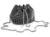 Bolso con cordón y pedrería, 25x14,5 cm