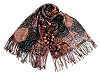 Scarf / shawl with fringes, spirals 70x180 cm