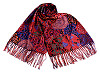 Scarf / shawl with fringes, spirals 70x180 cm