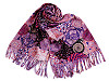 Scarf / shawl with fringes, spirals 70x180 cm