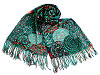 Scarf / shawl with fringes, spirals 70x180 cm