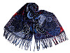 Scarf / shawl with fringes, spirals 70x180 cm