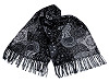 Scarf / shawl with fringes, spirals 70x180 cm