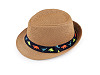 Children's summer hat / straw hat, car and dinosaurs