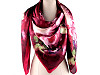 Large satin scarf with flowers 130x135 cm