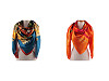 Large satin scarf with flowers 130x135 cm