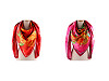 Large satin scarf with flowers 130x135 cm