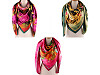 Large satin scarf with flowers 130x135 cm