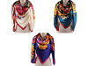 Large satin scarf with flowers 130x135 cm