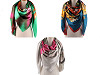 Large satin scarf with flowers 130x135 cm