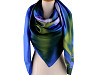 Large satin scarf with flowers 130x135 cm