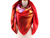 Large satin scarf with flowers 130x135 cm