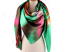 Large satin scarf with flowers 130x135 cm