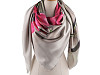 Large satin scarf with flowers 130x135 cm