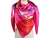 Grand foulard satiné à fleurs, 130 x 135 cm