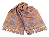 Cashmere type scarf with fringes, flowers 68x180 cm